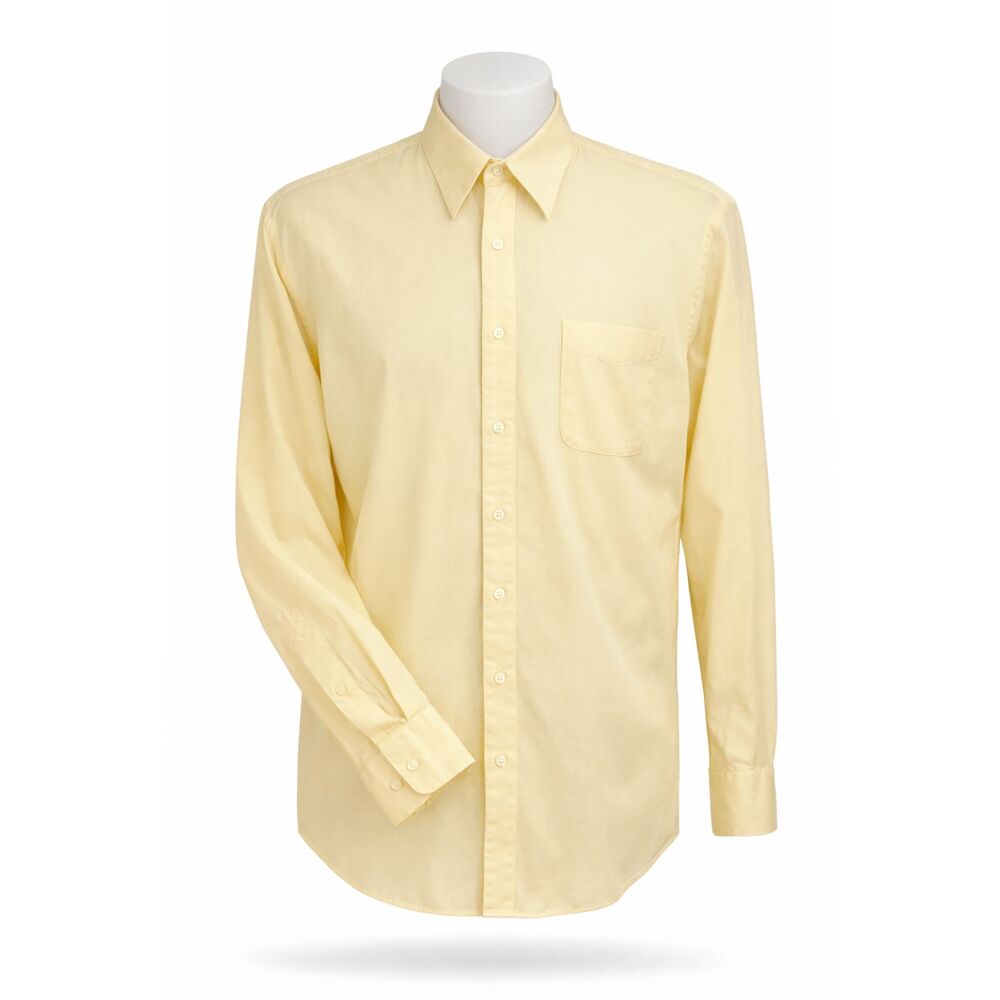 Roberto Villini Collezione Men Dress Shirt 16 1/2 - 32/33 Creamy Yellow Cotton